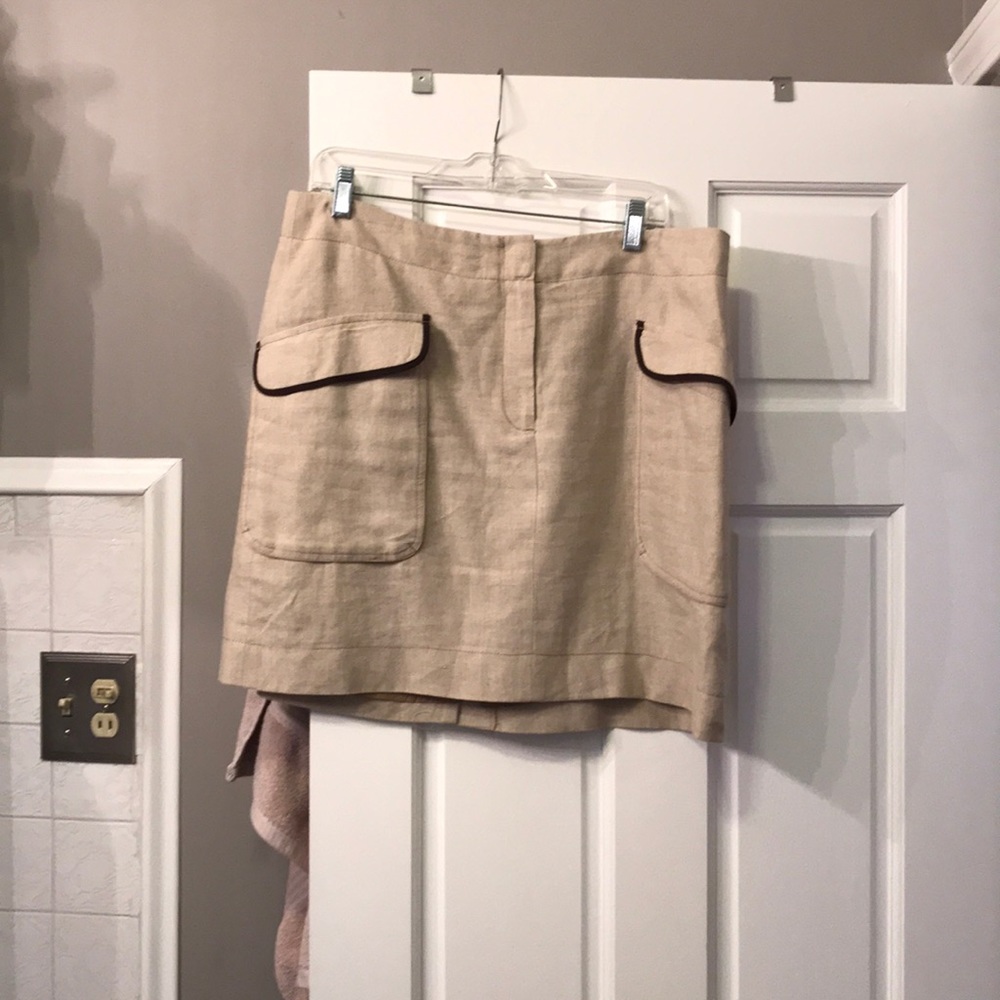 LOFT brown linen pencil skirt